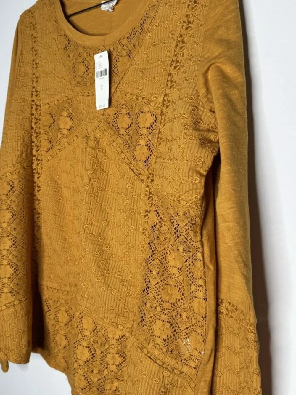Anthropologie Eze Sur Mer Gold Piana Eyelet Top 100% Cotton Size L $78 NWT New